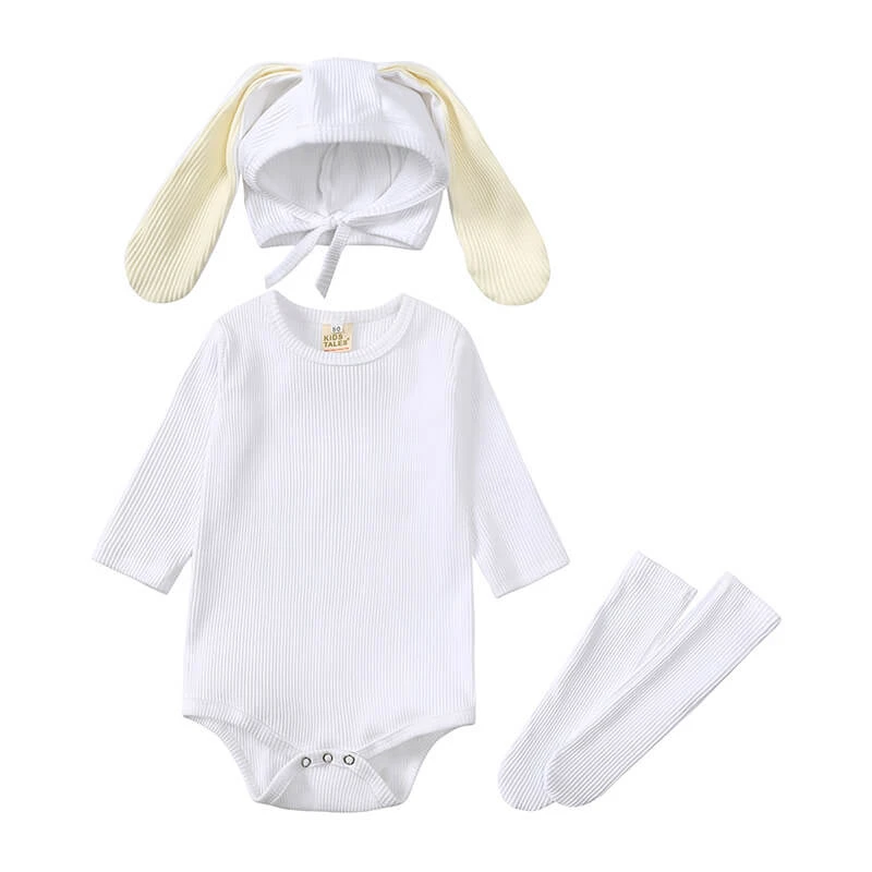 Toddler Bunny Outfit Rabbit Ears Hat Baby Romper And Stocking Set For Easter 4 Toddler Bunny Outfit Rabbit Ears Hat Baby Romper And Stocking Set For Easter - Image 4