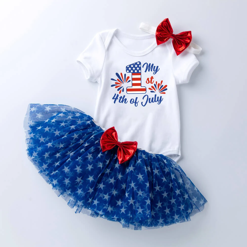 My First 4th Of July Outfit Romper Ruffle Tulle Skirt Independence Day 2PCS Set 0-24M 1 My First 4th Of July Outfit Romper Ruffle Tulle Skirt Independence Day 2PCS Set 0-24M