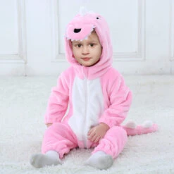 Toddler Infant Dinosaur Costume Flannel Hooded Onesie Soft Animal Romper Outfits Fancy Jumpsuit -Children Toys Sale toddler infant dinosaur costume 2