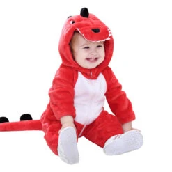 Toddler Infant Dinosaur Costume Flannel Hooded Onesie Soft Animal Romper Outfits Fancy Jumpsuit -Children Toys Sale toddler infant dinosaur costume 3