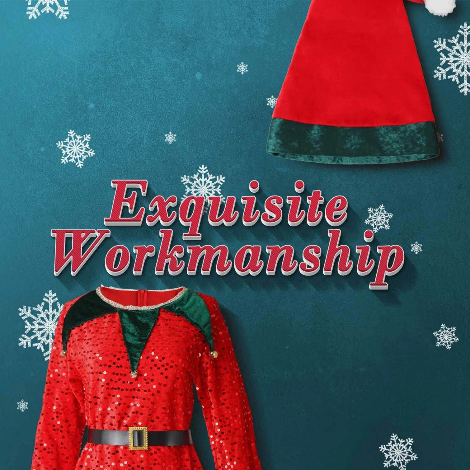 Elf Costume For Kids Toddler Sequins Christmas Outfit With Tinkle Bells For Girls 3 Elf Costume For Kids Toddler Sequins Christmas Outfit With Tinkle Bells For Girls - Image 3