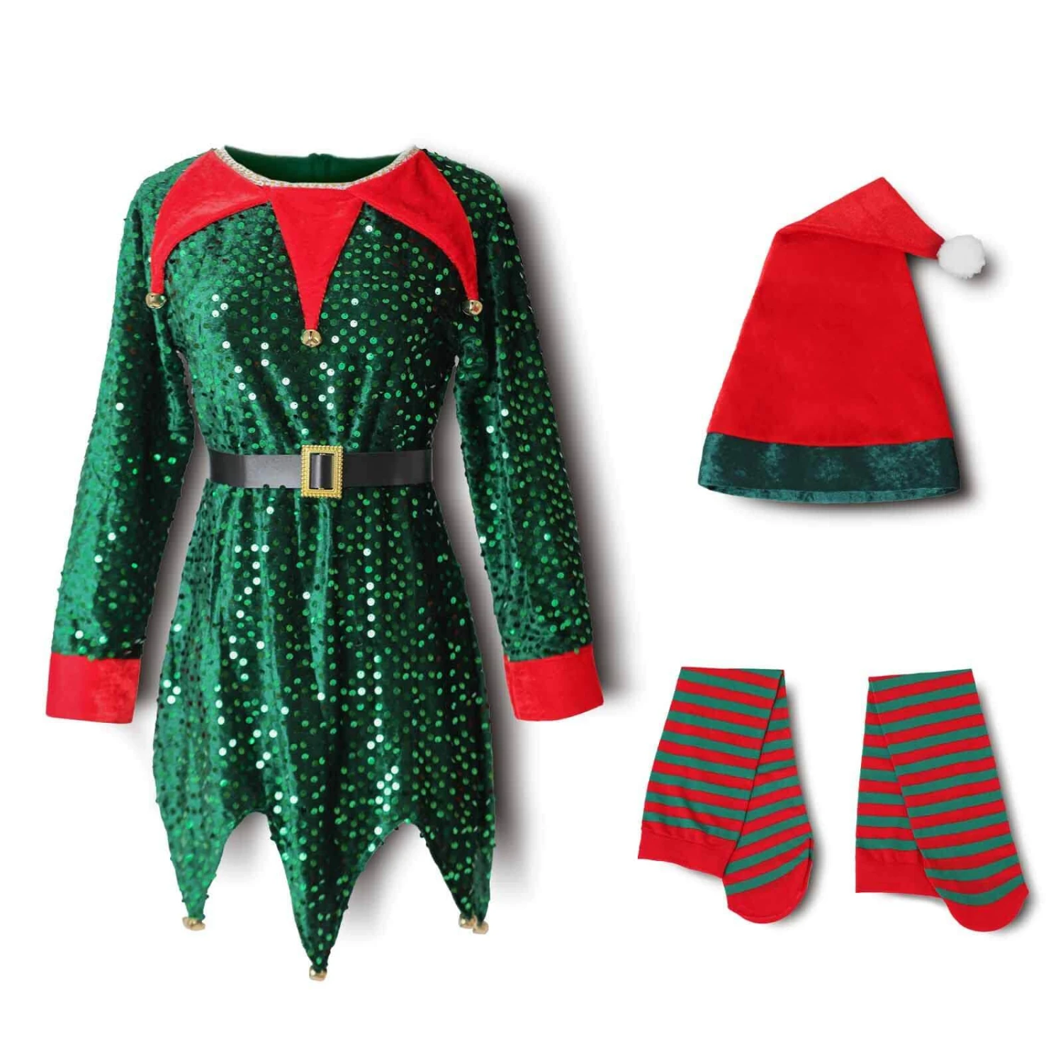 Elf Costume For Kids Toddler Sequins Christmas Outfit With Tinkle Bells For Girls 1 Elf Costume For Kids Toddler Sequins Christmas Outfit With Tinkle Bells For Girls
