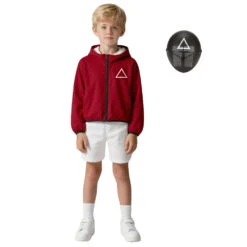 Kids Adult Soldier Hoodie And Pants Unisex Guard Cosplay Outfits -Children Toys Sale triangle squid game 11