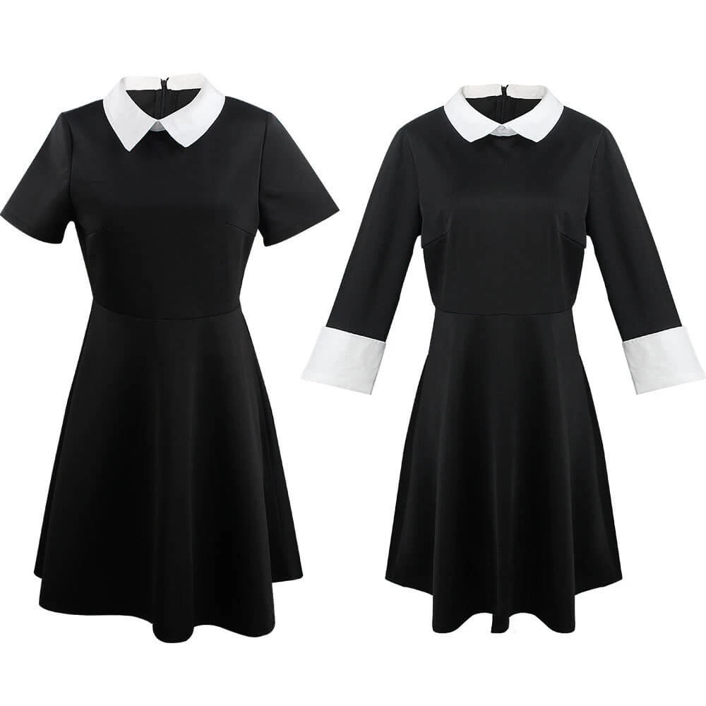 Kids Wednesday Addams Dress Black Wednesday Costume With Peter Pan Collar Girls Halloween Addams Outfits 1 Kids Wednesday Addams Dress Black Wednesday Costume With Peter Pan Collar Girls Halloween Addams Outfits