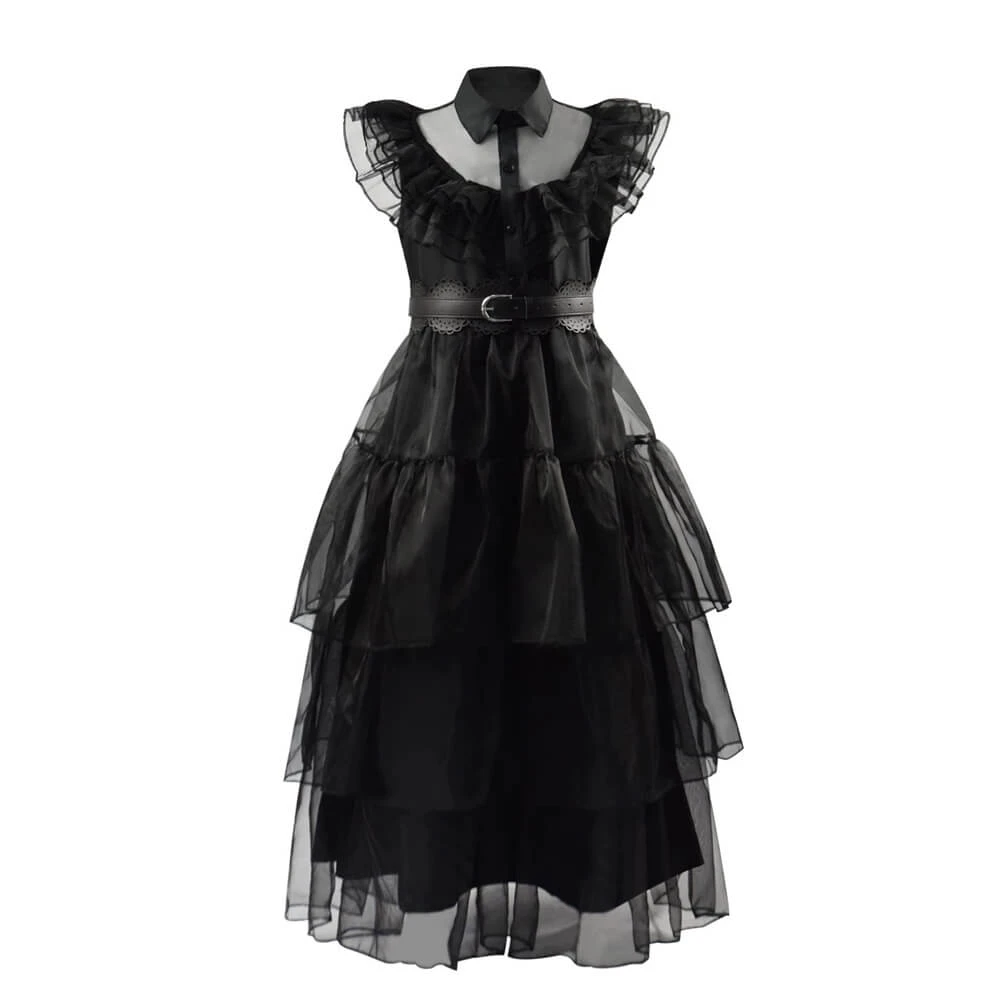 Wednesday Addams Dress Wednesday Costume Black Gothic Tulle Addams Cosplay Party Dress 4 Wednesday Addams Dress Wednesday Costume Black Gothic Tulle Addams Cosplay Party Dress - Image 4