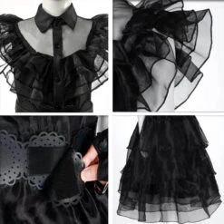 Wednesday Addams Dress Wednesday Costume Black Gothic Tulle Addams Cosplay Party Dress 17 Wednesday Addams Dress Wednesday Costume Black Gothic Tulle Addams Cosplay Party Dress -Children Toys Sale wednesday addams family cosplay costume party dress 7