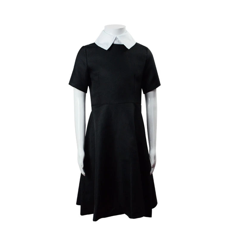 Kids Wednesday Addams Dress Black Wednesday Costume With Peter Pan Collar Girls Halloween Addams Outfits 3 Kids Wednesday Addams Dress Black Wednesday Costume With Peter Pan Collar Girls Halloween Addams Outfits - Image 3