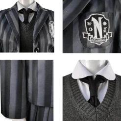 Wednesday Addams School Uniform Nevermore School Dress 5pcs Suit Wednesday Addams Costume For Kids Adult -Children Toys Sale wednesday uniform