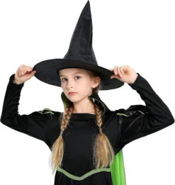 Kids Elphaba Costume Wicked Of The West Witch Costume Black Dress With Gloves And Hat 3pcs Suit 11 Kids Elphaba Costume Wicked Of The West Witch Costume Black Dress With Gloves And Hat 3pcs Suit -Children Toys Sale wicked witch hat